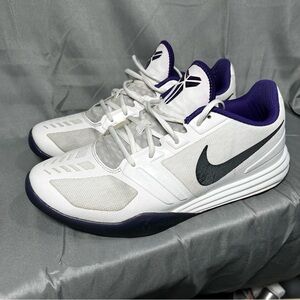Nike Kobe Men's size 11 White and Black Sneakers with Purple Accents